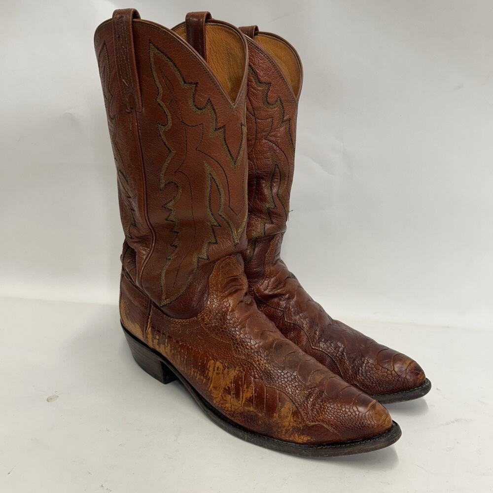 Vintage Lucchese 1883 Ostrich Leg Cowboy Boots “Brown”